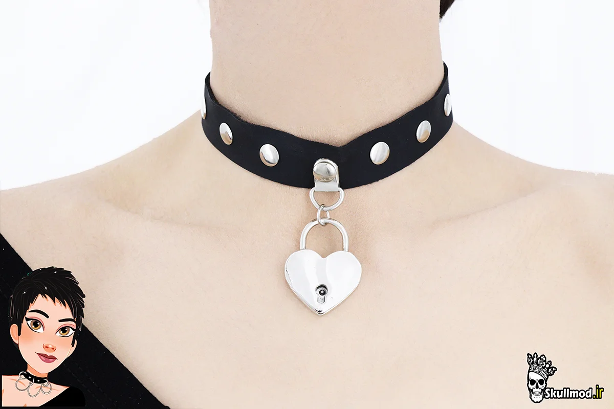 چوکر پرسی آویز قفل قلبی گوتیک