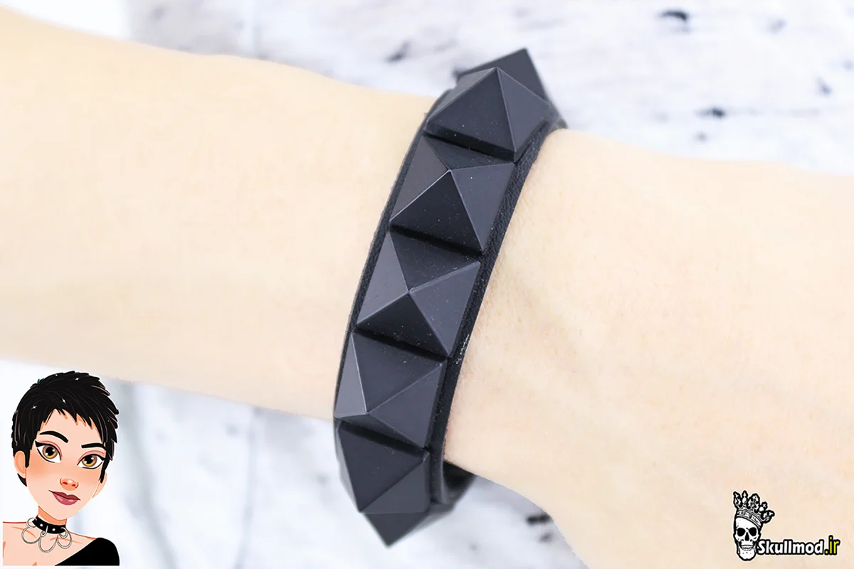 دستبند یک ردیف استاد مشکی بزرگ Eco