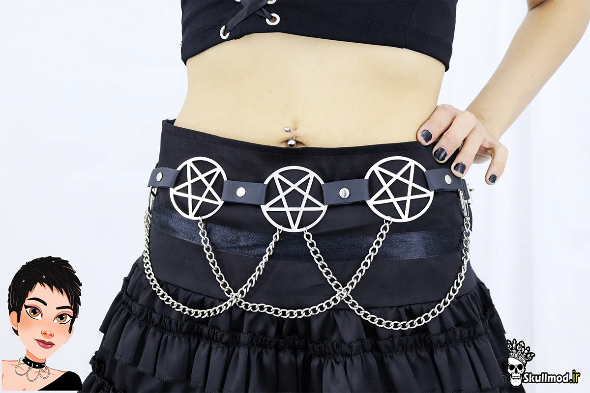کمربند پنتاگرام بزرگ زنجیر دار گاتیک