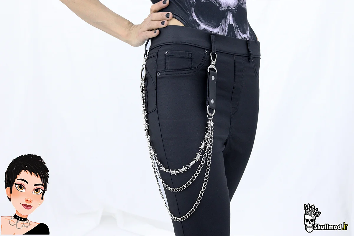 زنجیر شلوار سه لاین سیم خاردار گرانج