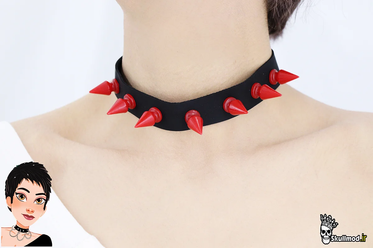 چوکر اسپایک تپل قرمز پانک