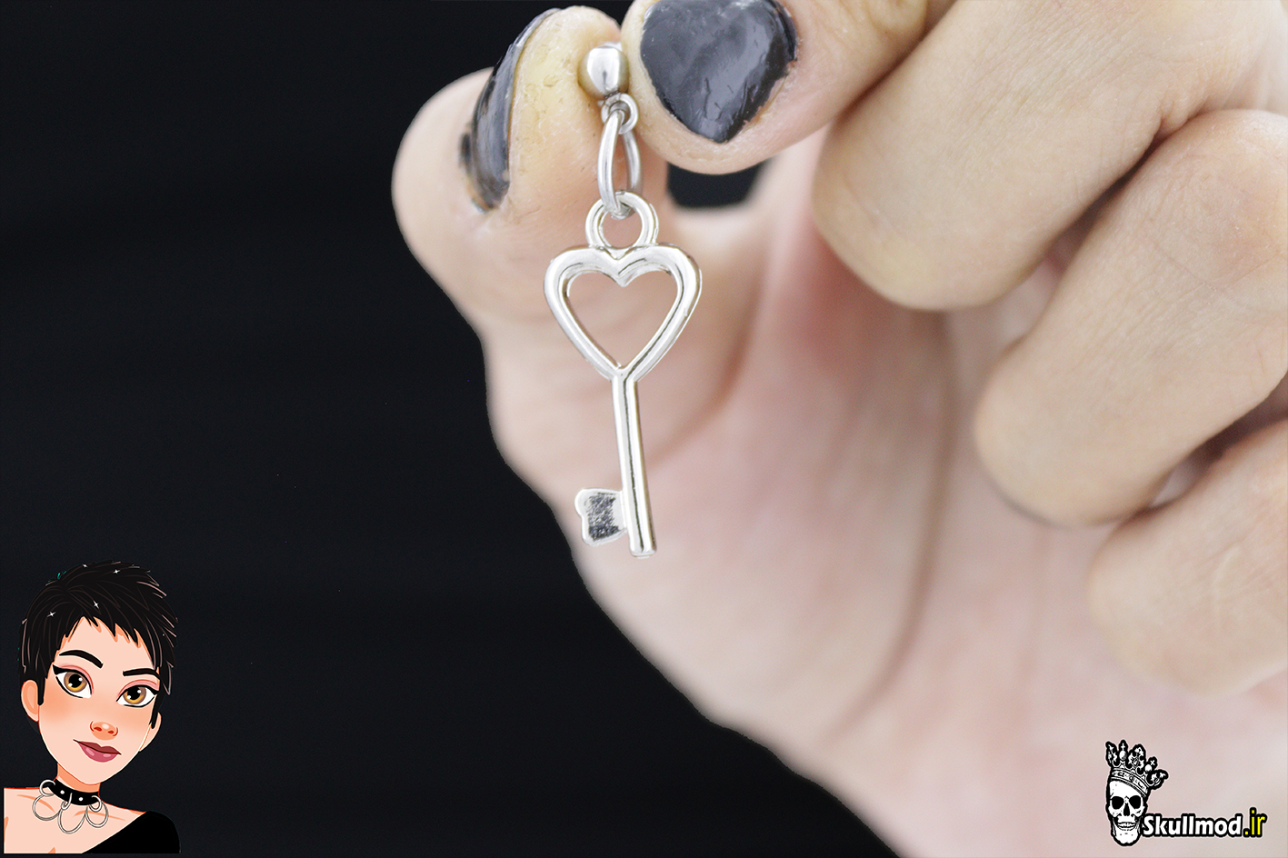 گوشواره کلید قلبی گوتیک