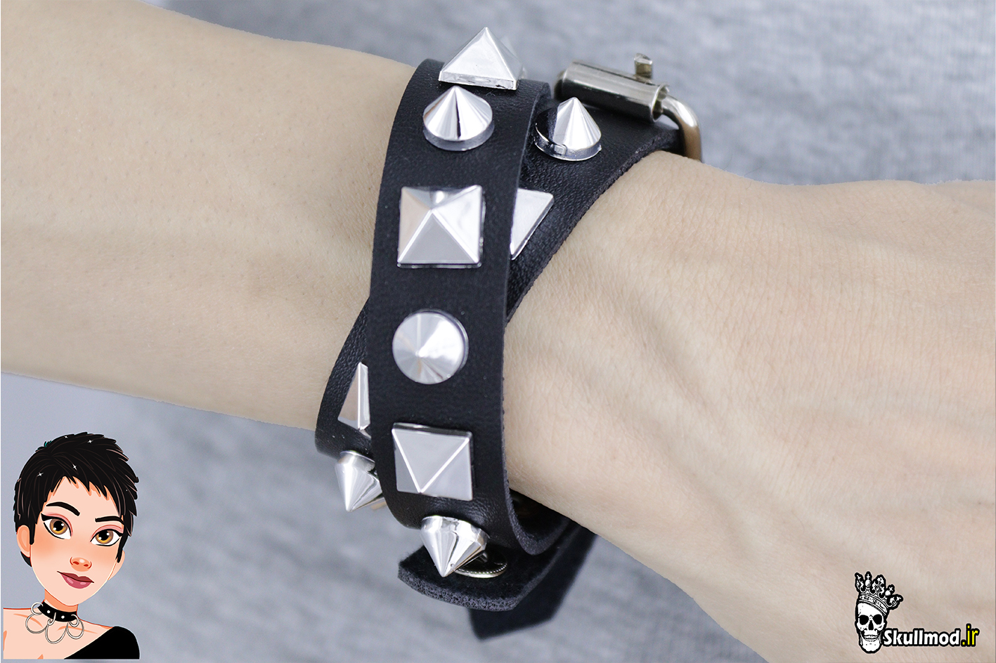 دستبند  و چوکر سه کاره استاد و اسپایک مخروطی 3in1 ایمو