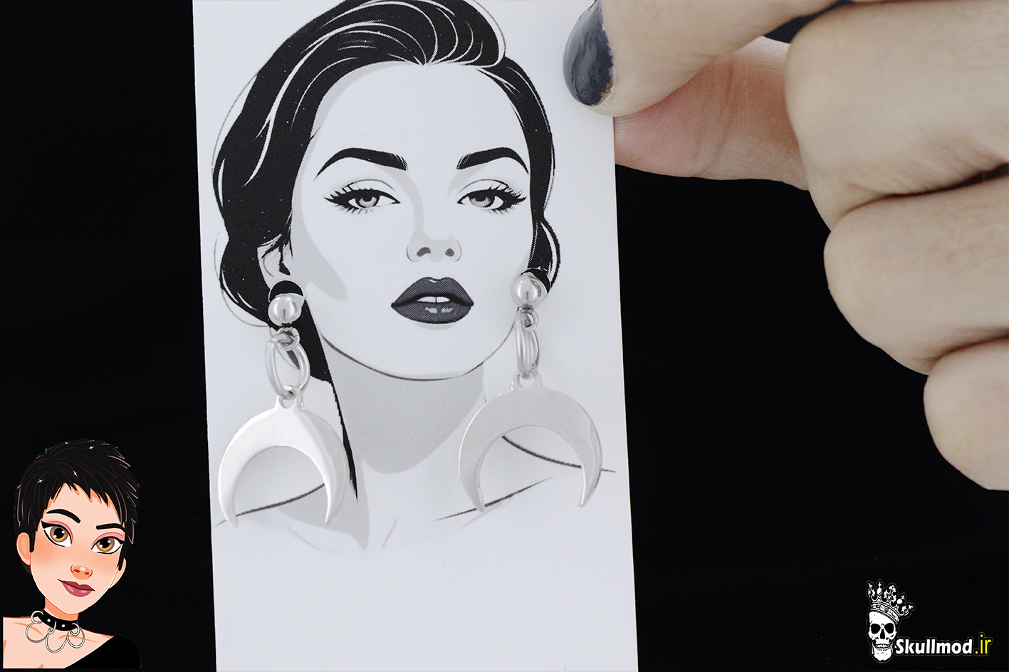 گوشواره گاثیک ماه کوچک اسکالمد