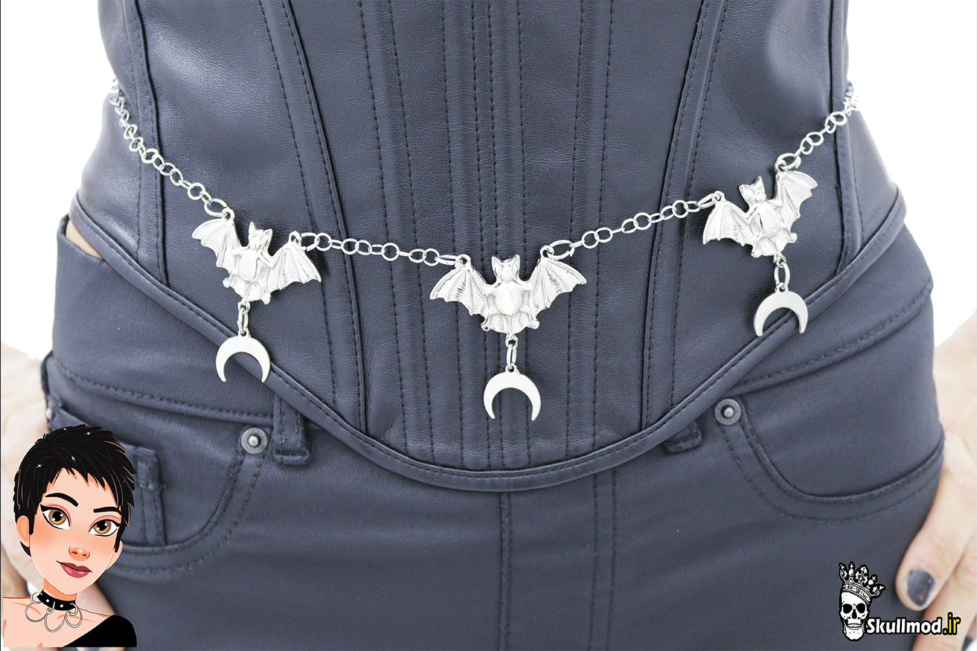 چین کمر گاتیک خفاش آویز ماه کوچک